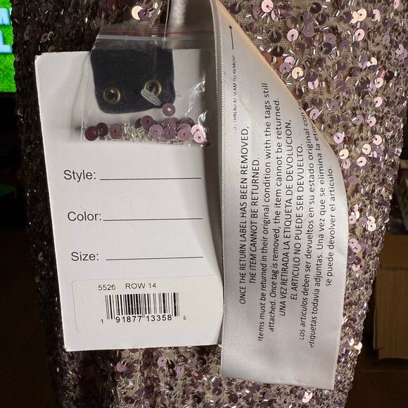 Mac Duggal Rose Gold Fully Sequined Sheath Cocktail Dress, Size 14, NWT - Picture 7 of 13